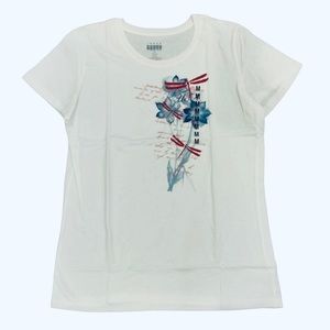 Dragonflies Ladies MED or XXL Short Sleeve NWT Crewneck White Tee